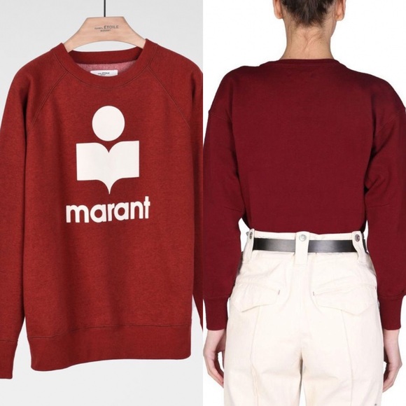 Isabel Marant Etoile Milly Logo Sweatshirt in Maroon Burgundy Red Size 34 - Picture 3 of 12